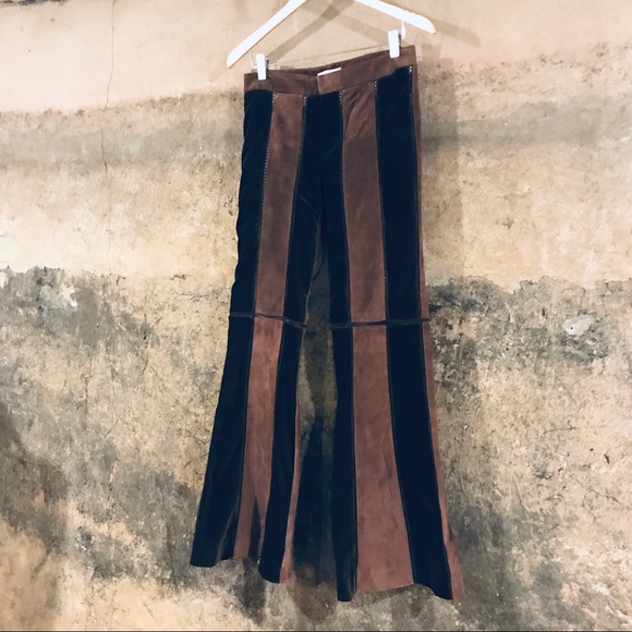 Vintage Pants - Chaiken vintage brown suede leather bell bottoms